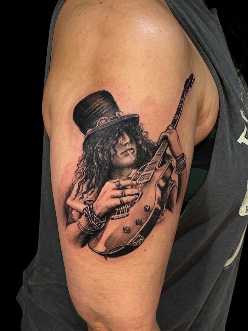 Retrato Realista — Slash — trabalho autoral de Rogério Plaça